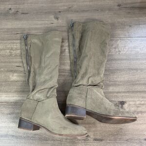 Madden Girl Womens Suede Knee High Boots Size 8 Slouch Comfort Round Toe